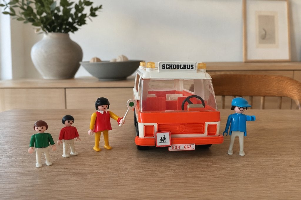 Vintage Playmobil Schoolbus 3521 met figuren, Enlèvement, Comme neuf, Ensemble complet
