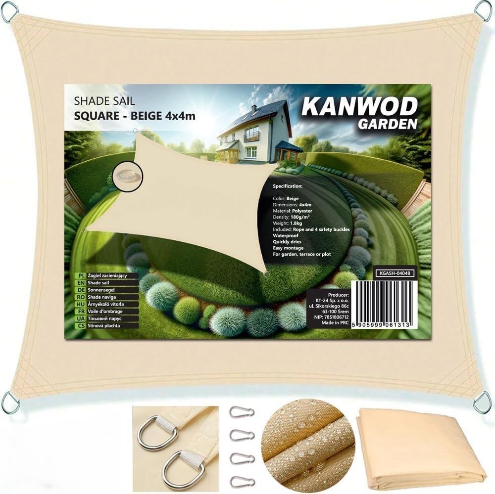 Zonnezeil Schaduwdoek Beige 4x4m, Ophalen, Nieuw