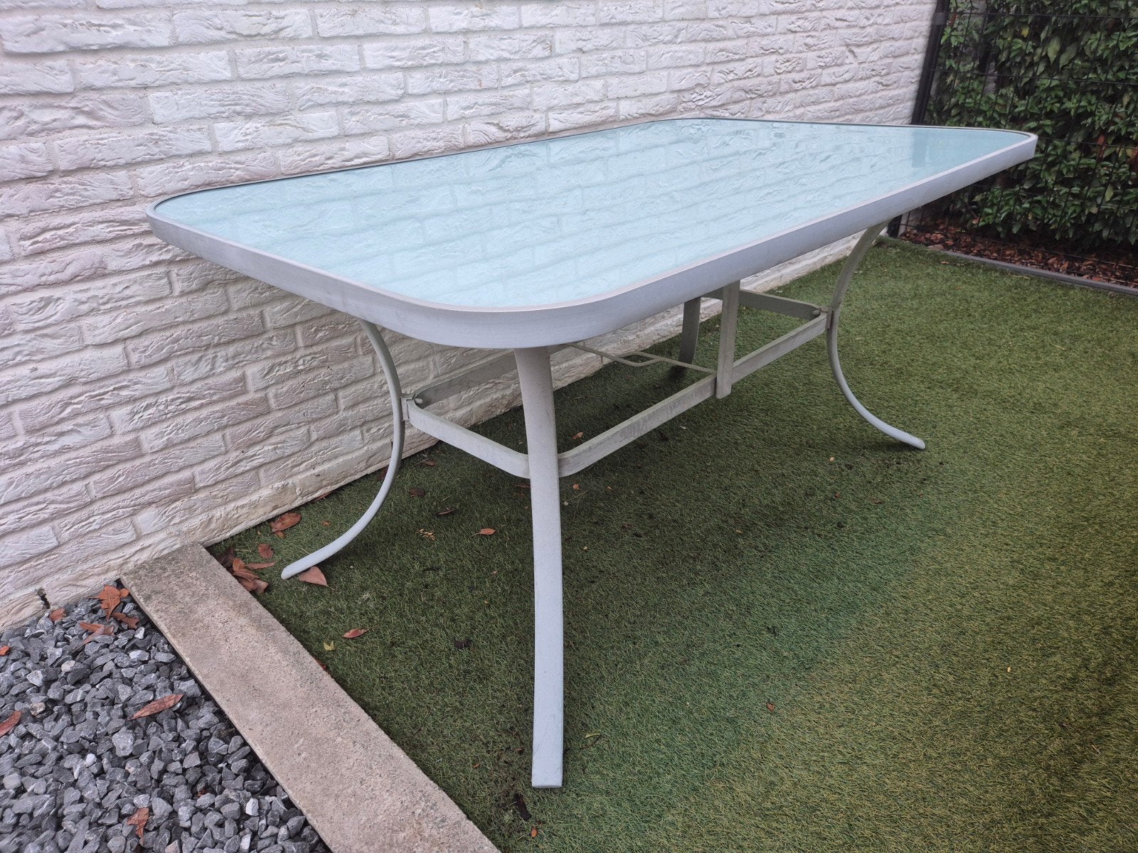 Aluminium tuintafel met glazen blad, Ophalen, Aluminium