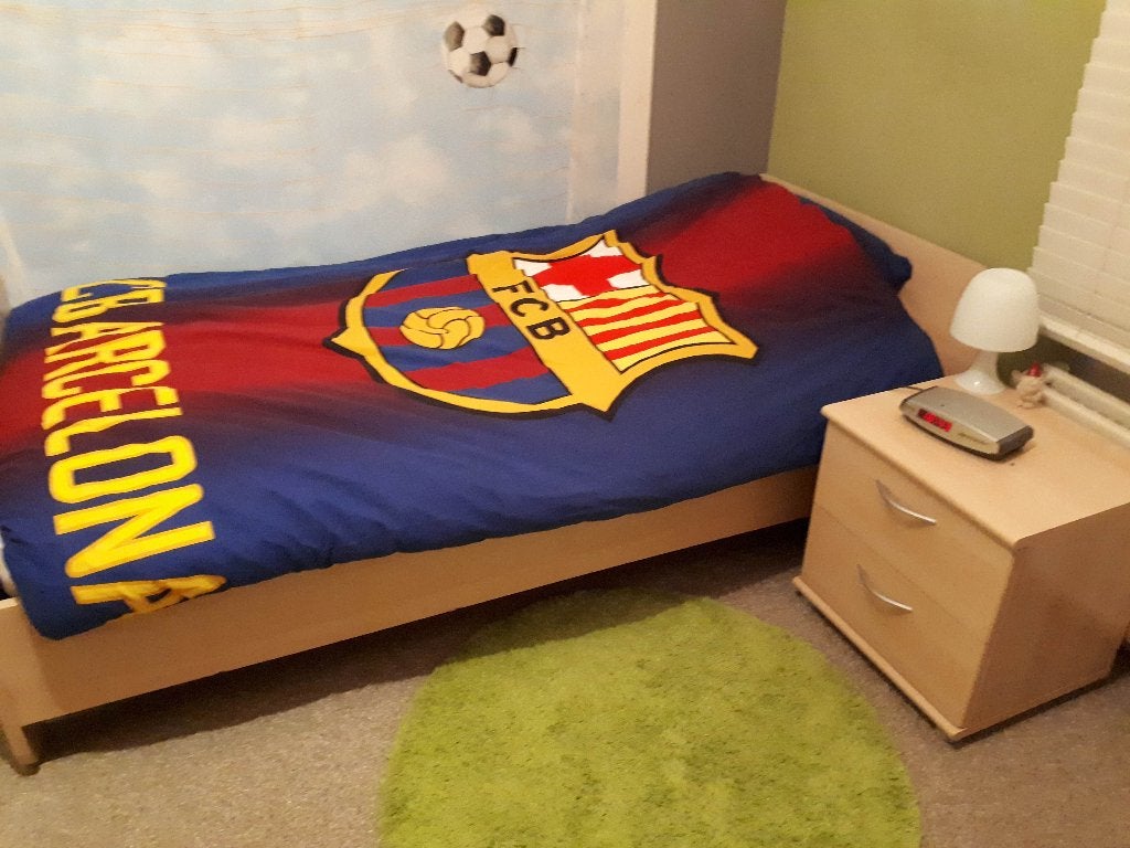 1 persoonsbed + nachtkastje, Gebruikt, 70 tot 85 cm, 180 cm of meer, Ophalen