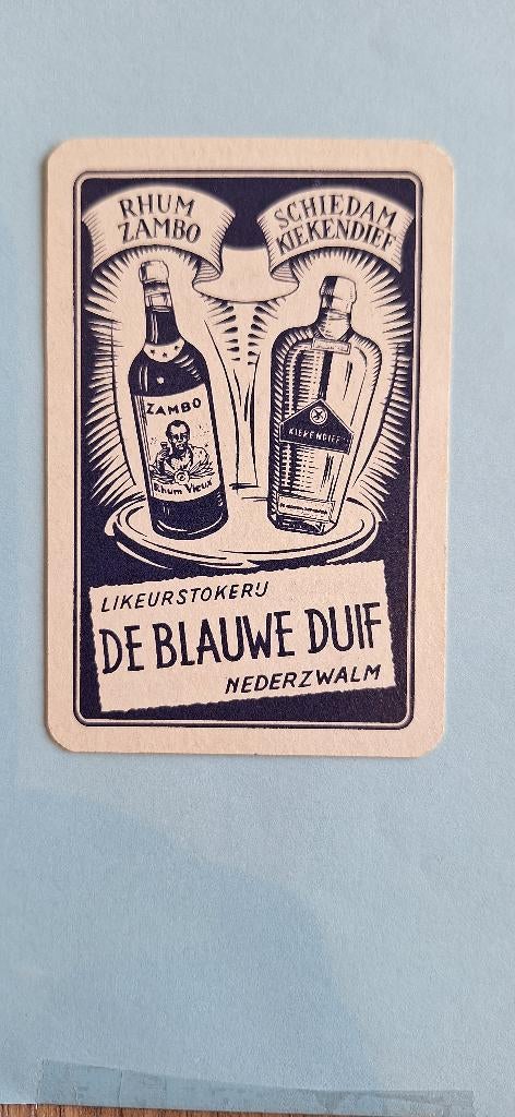 Speelkaart Nederzwalm_De Blauwe Duif likeuren B_blauw_277, Verzamelen, Ophalen of Verzenden, Gebruikt, Speelkaart(en)