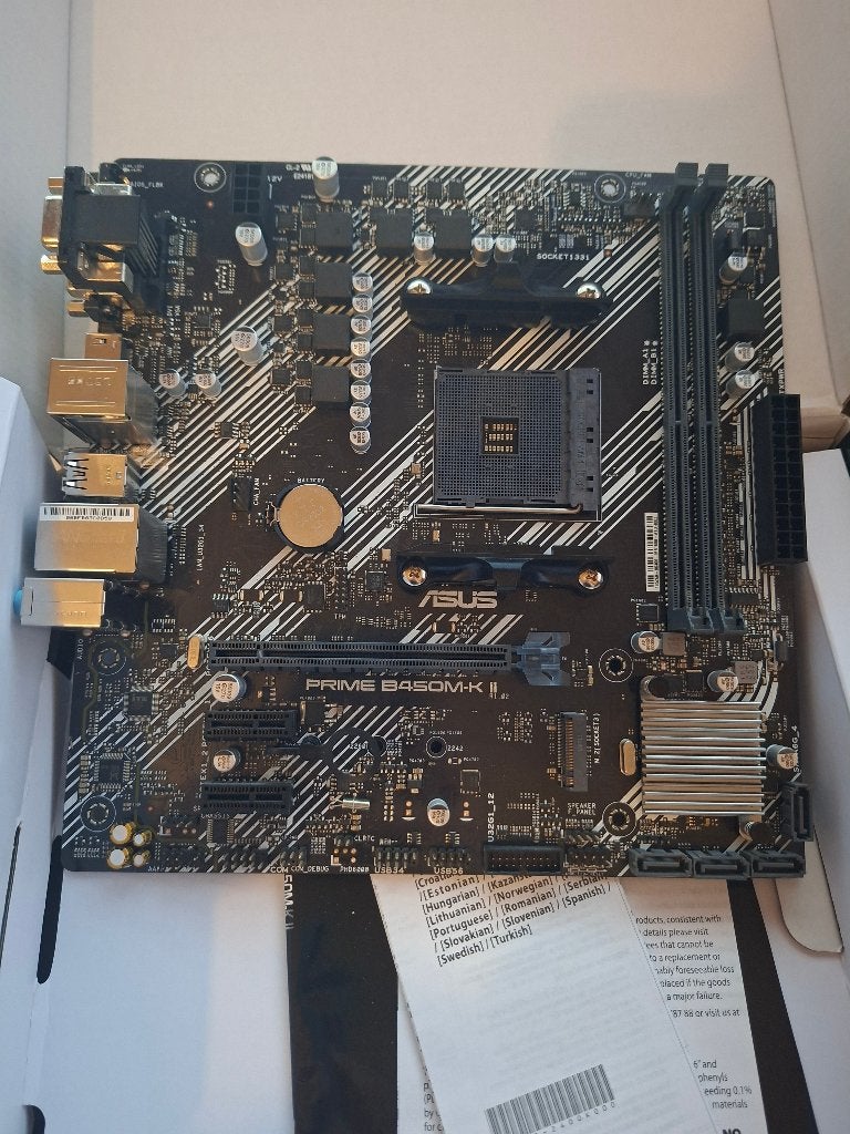 ASUS Prime B450M-K II moederbord AM4 DDR4 - in doos, Ophalen of Verzenden, Gebruikt, AMD, DDR4