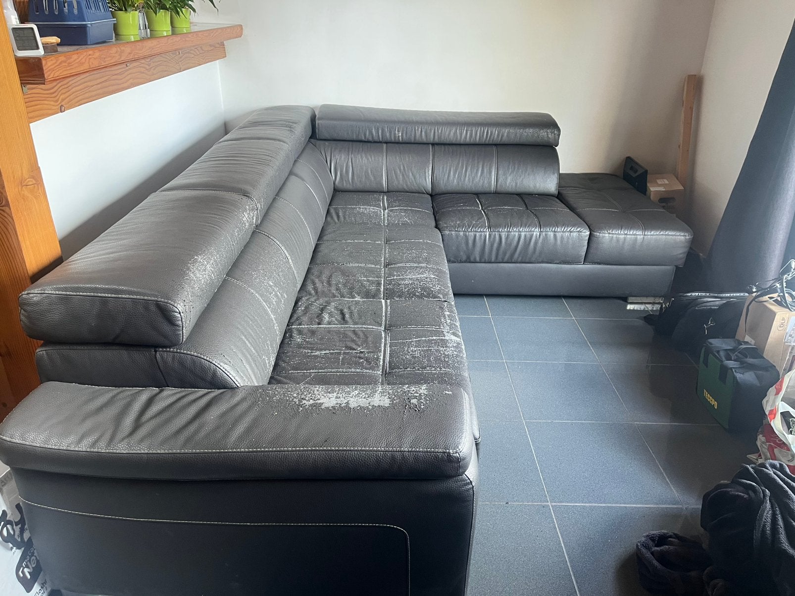 Canapé d’angle gris – grande taille, Enlèvement, Utilisé