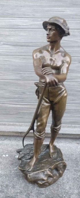 Bronze le faneur signe Charles octave levy, Antiquités & Art, Enlèvement ou Envoi, Bronze