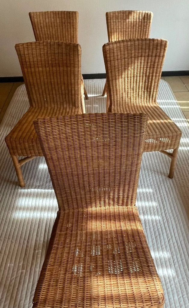 5 rotan stoelen, Ophalen, Zo goed als nieuw, Overige kleuren, Vijf, Zes of meer stoelen