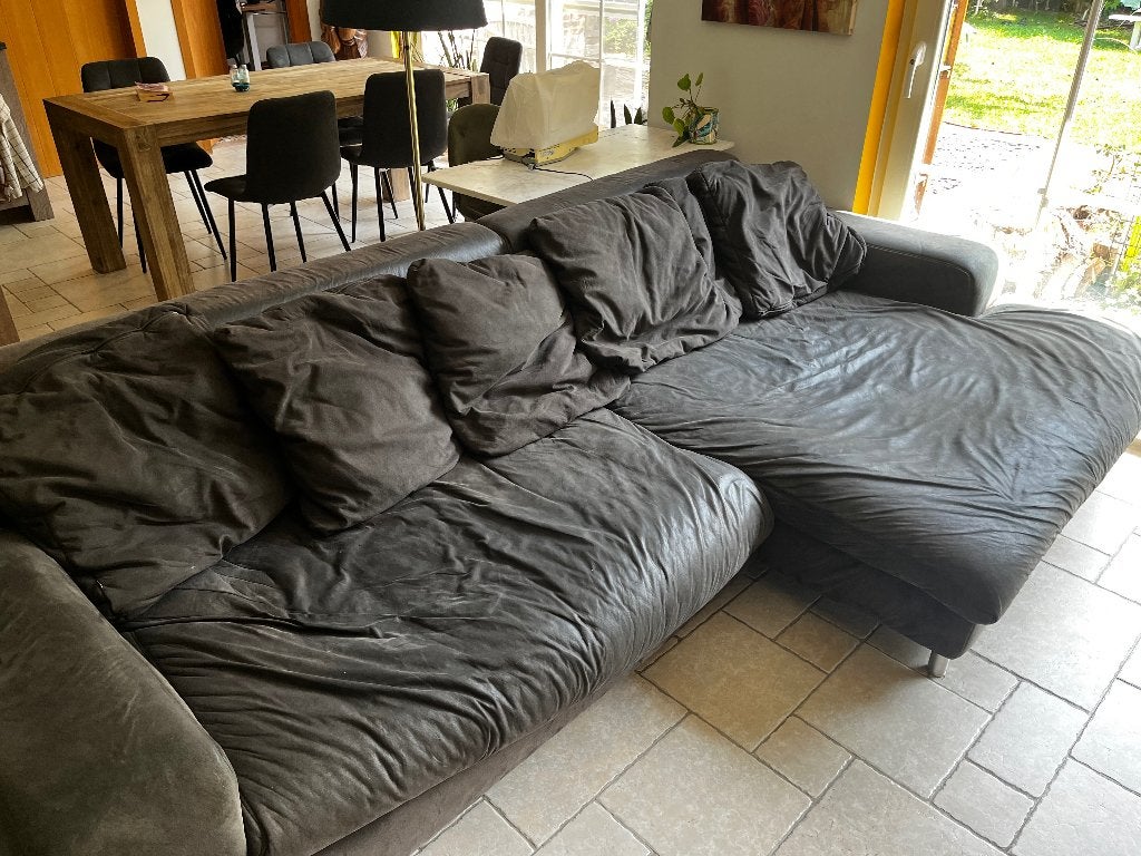 Gratis af te halen: zetel, Maison & Meubles, Canapés | Salons, 250 à 300 cm, Banc d'angle, Quatre personnes ou plus, 125 à 150 cm