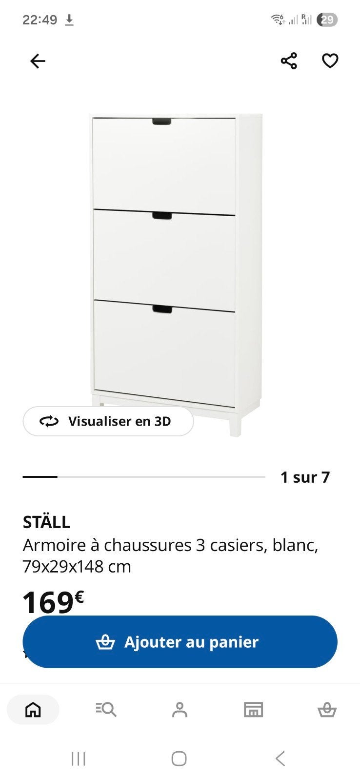 Meuble à chaussures IKEA à 3 casiers blanc STALL (neuf 169€), Enlèvement