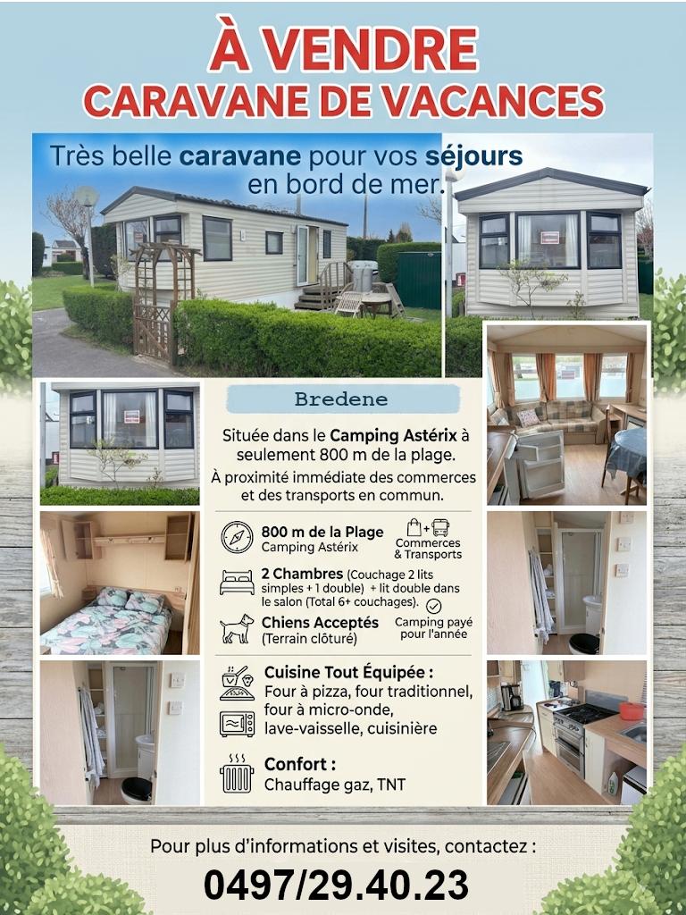 Wooncaravan Bredene, Caravans en Kamperen, Stacaravans, tot en met 6, Ophalen