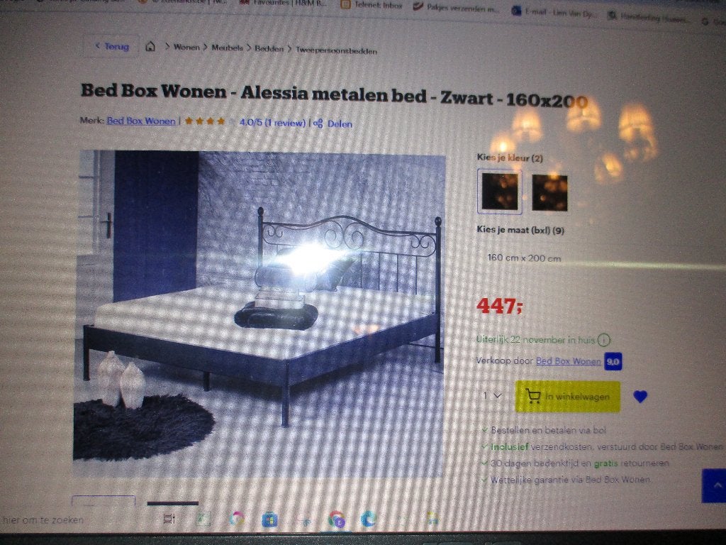 zwart metalen bedframe, Ophalen, Zwart, Tweepersoons, 200 cm