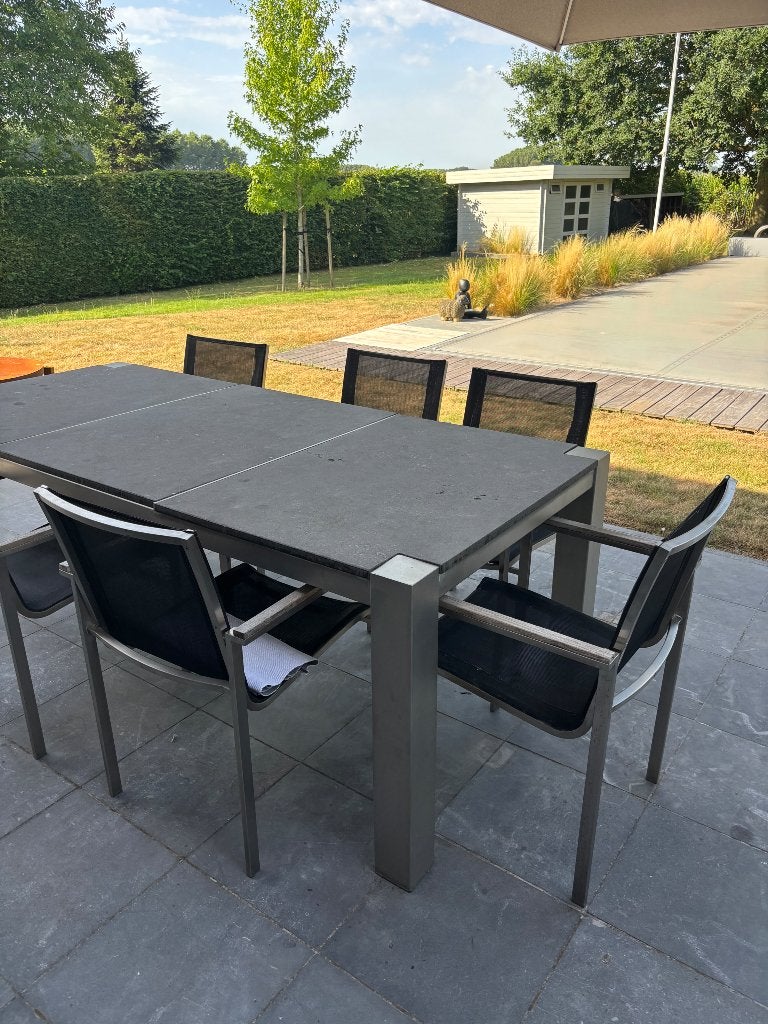 Zes mooie tuinstoelen, Enlèvement, Utilisé, Inox, Empilable