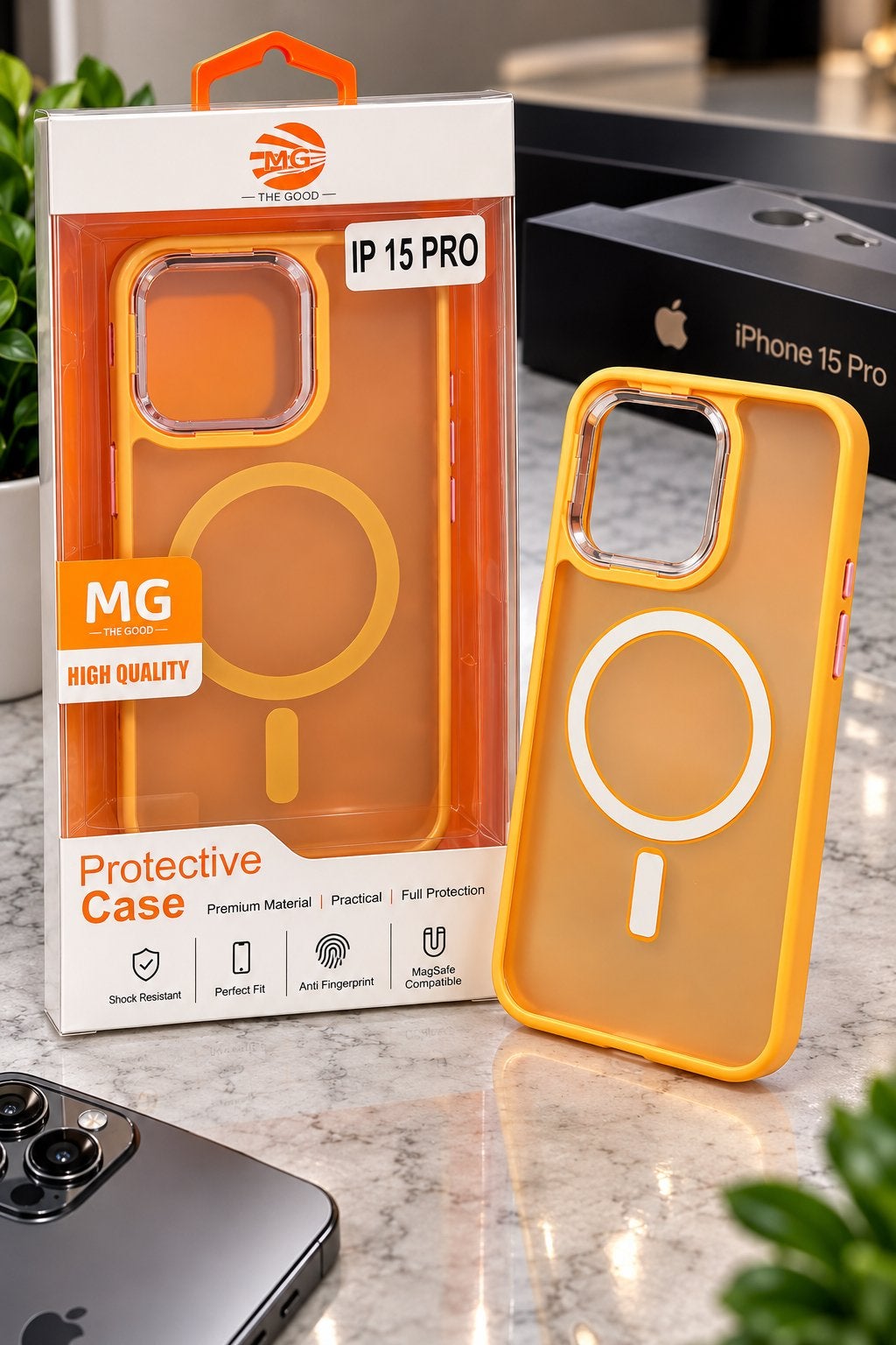 iPhone 15 Pro Hoesje MagSafe – Oranje, Neuf, IPhone 15, Autres matériaux, Orange