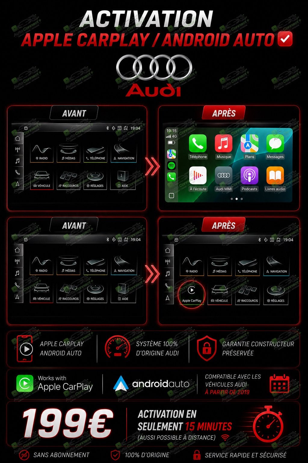✅ Activation CarPlay/Android Auto Audi, Enlèvement, Comme neuf