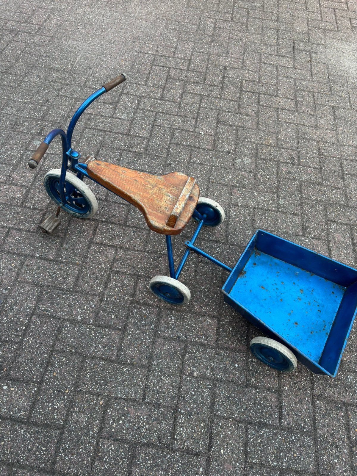 Vintage driewieler met aanhanger, Antiek en Kunst, Ophalen