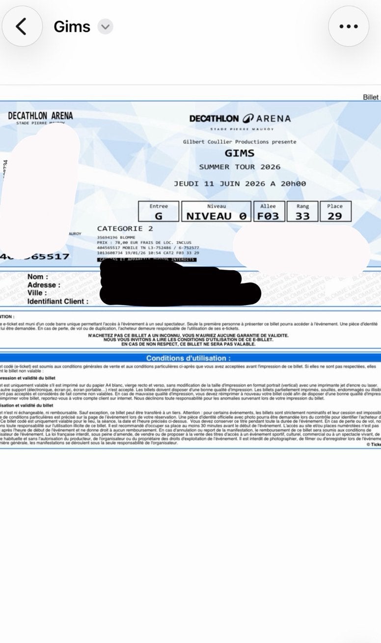 Place Gims lille, Tickets & Billets, Sport | Autre