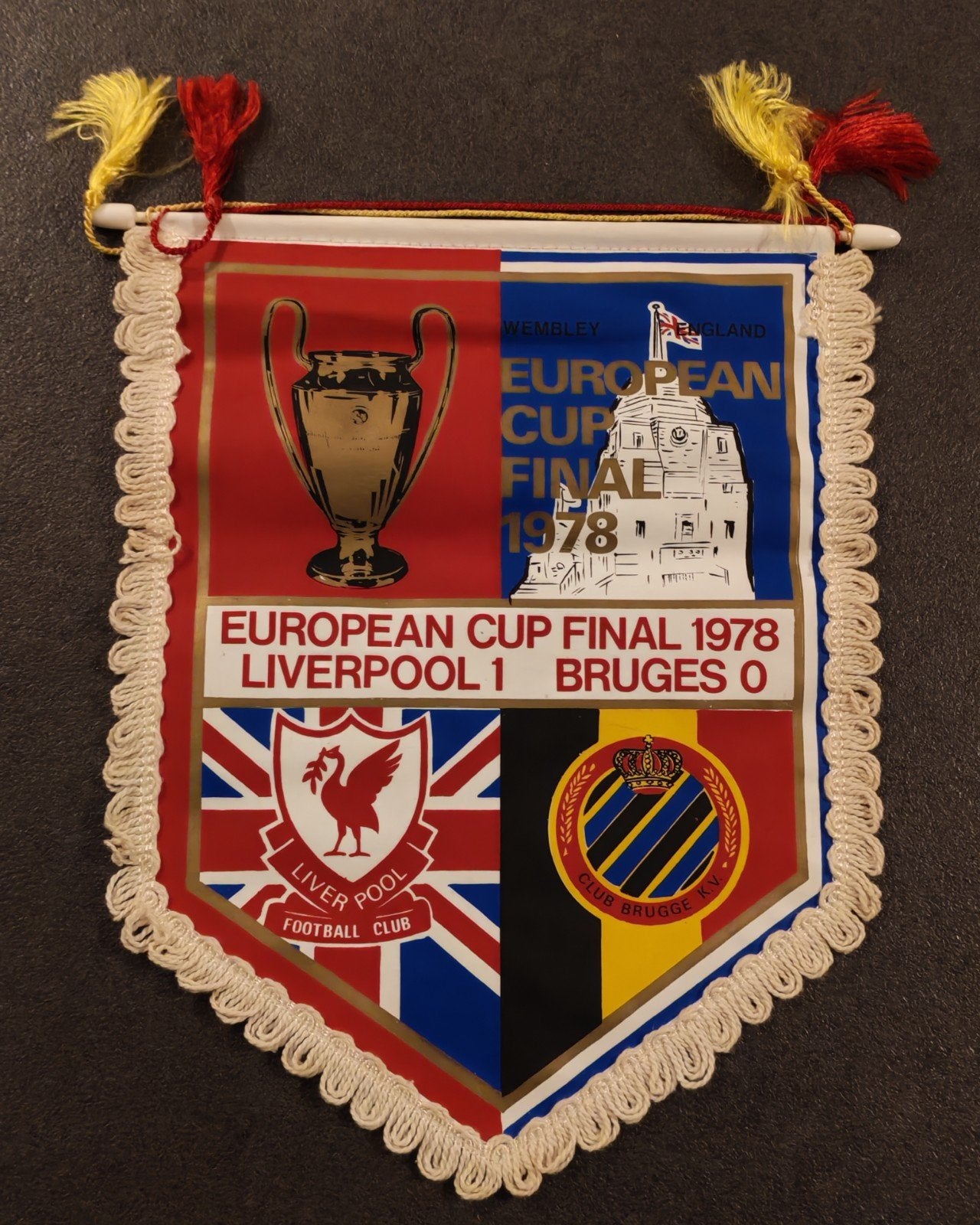 1978 club Brugge Liverpool finale Europa Cup vaandel wimpel, Verzamelen, Ophalen of Verzenden
