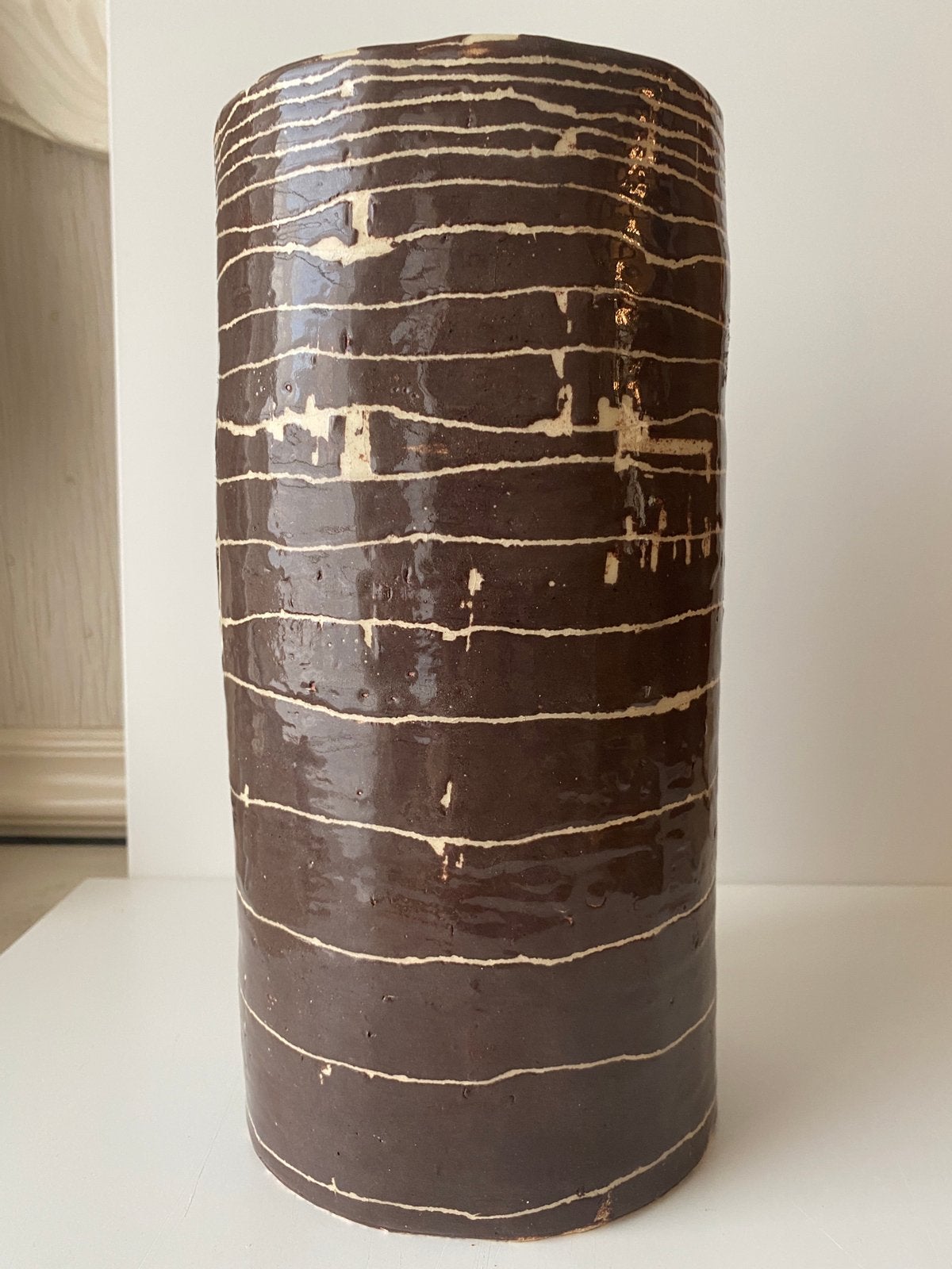 Grand vase rouleau vintage en ceramique, Enlèvement, Utilisé, Autres matériaux