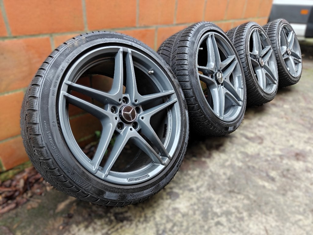 Jantes AMG C63 original en 19 pouce kit d'hiver, Pneus et Jantes, Véhicule de tourisme, Utilisé, Pneus hiver