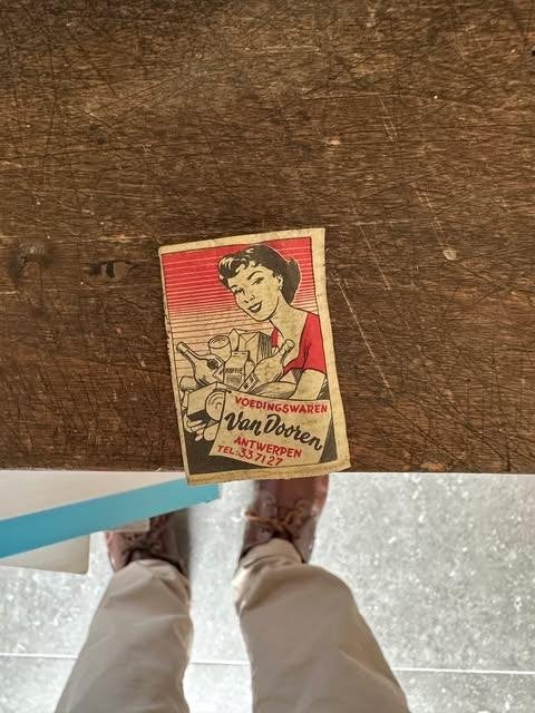 luciferdoos etiket label voedingswaren Van Dooren Antwerpen, Collections, Articles de fumeurs, Briquets & Boîtes d'allumettes