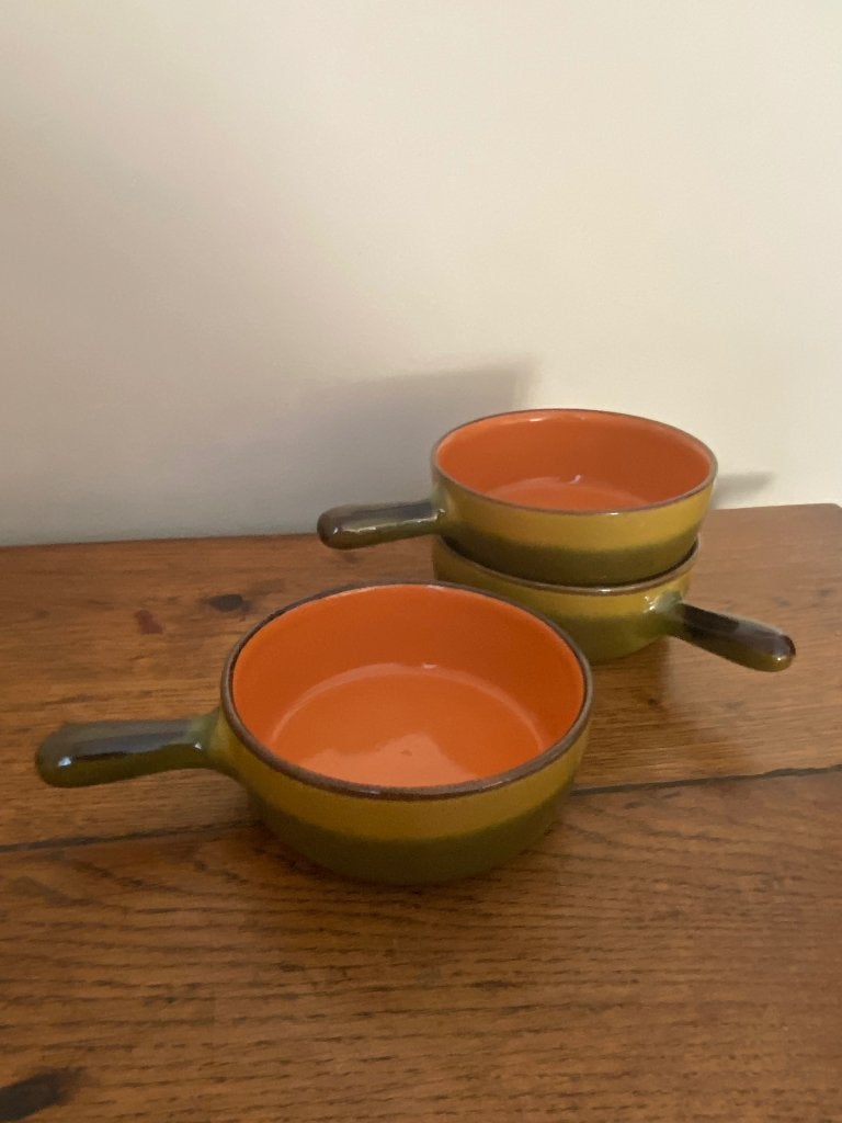 Lot de 3 caquelons / poêlons vintage années 70, Maison & Meubles, Enlèvement ou Envoi, Vintage, Céramique, Utilisé