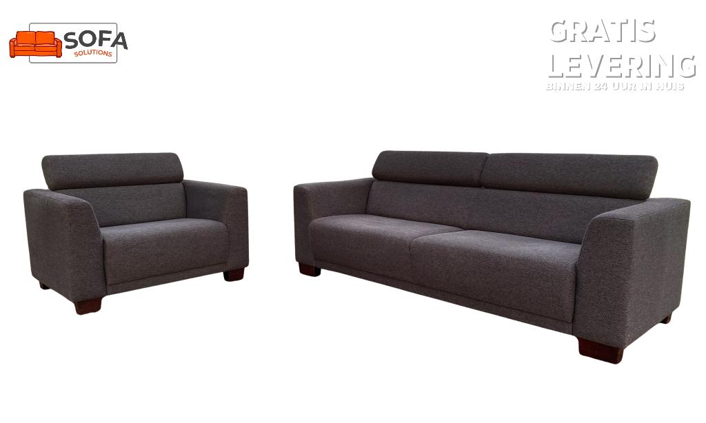 Montèl Donkergrijze Stoffen Zetelset- Gratis Levering BE, Huis en Inrichting, 150 tot 200 cm, Hoekbank, 75 tot 100 cm, Ophalen of Verzenden