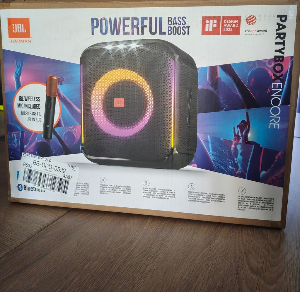 JBL partybox encore + 2 micros neufs (2 ans de garantie), TV, Hi-fi & Vidéo, Enlèvement ou Envoi, Micro(s)