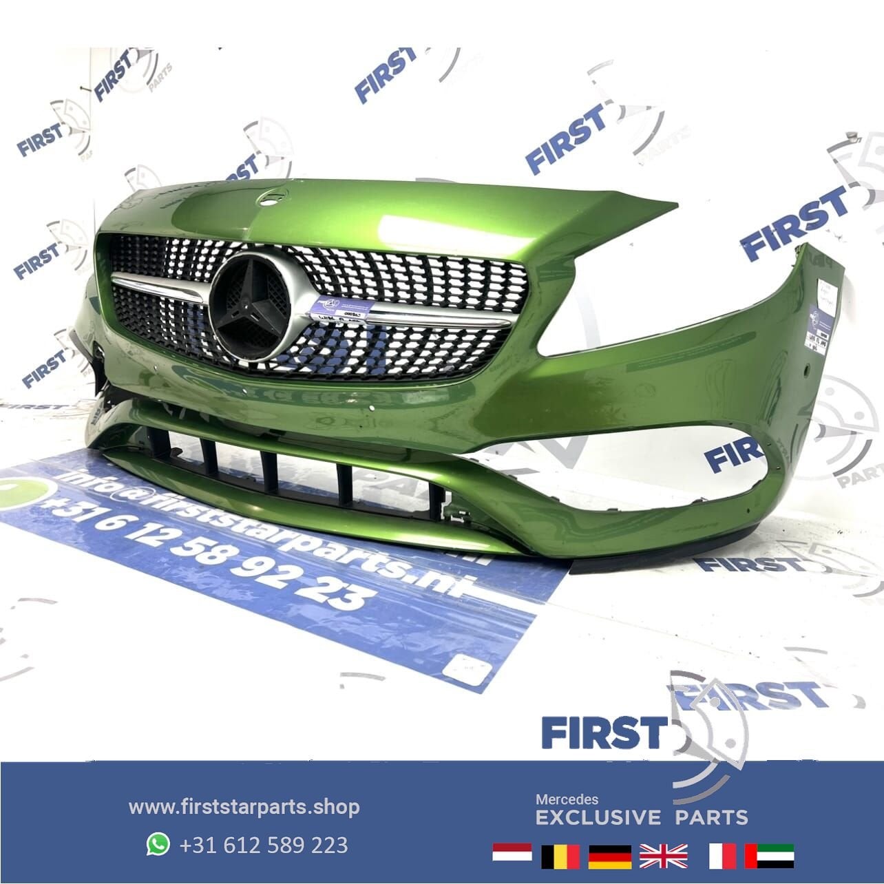 W176 FACELIFT A45 AMG BUMPER + DIAMOND GRIL PERFORMANCE GROE, Gebruikt, -, Voor, Ophalen of Verzenden