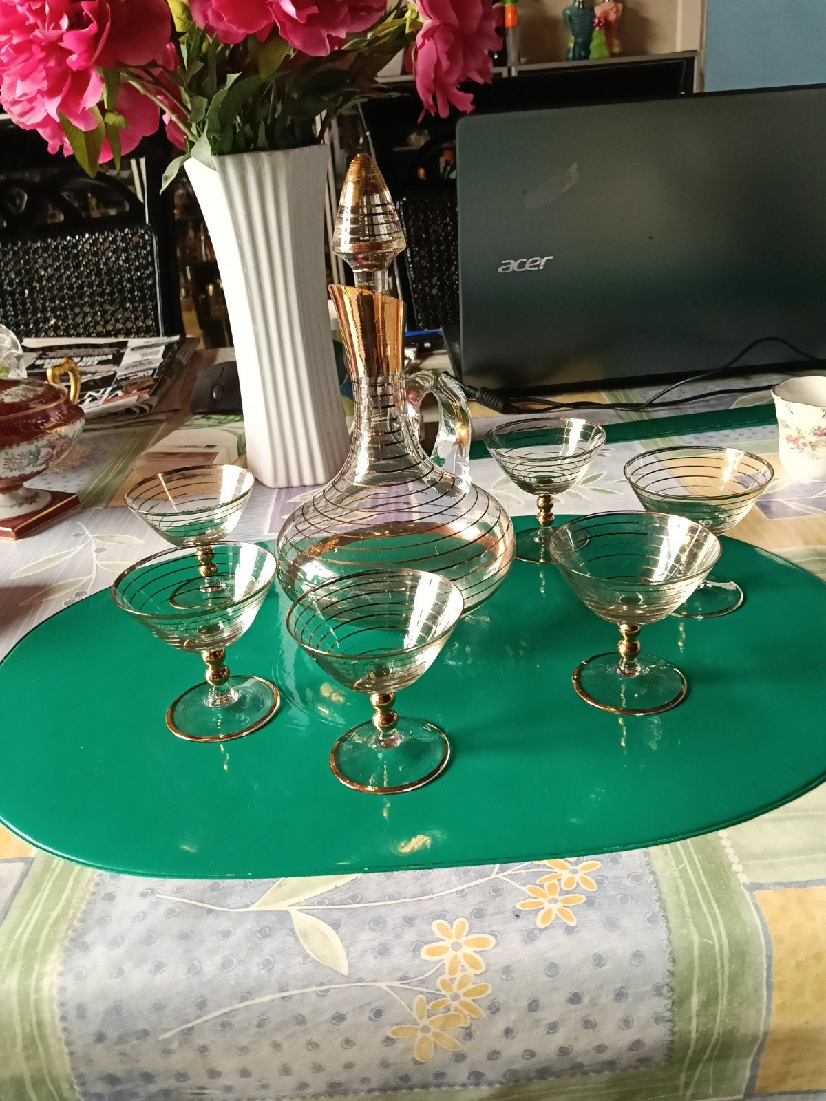 Glazen karaf met glazen, Ophalen of Verzenden