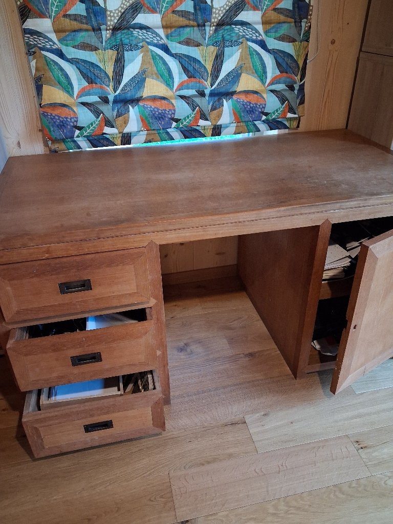 Bureau en teck, Maison & Meubles, 150 cm, Avec tiroirs, Enlèvement, Bureau-armoire combiné