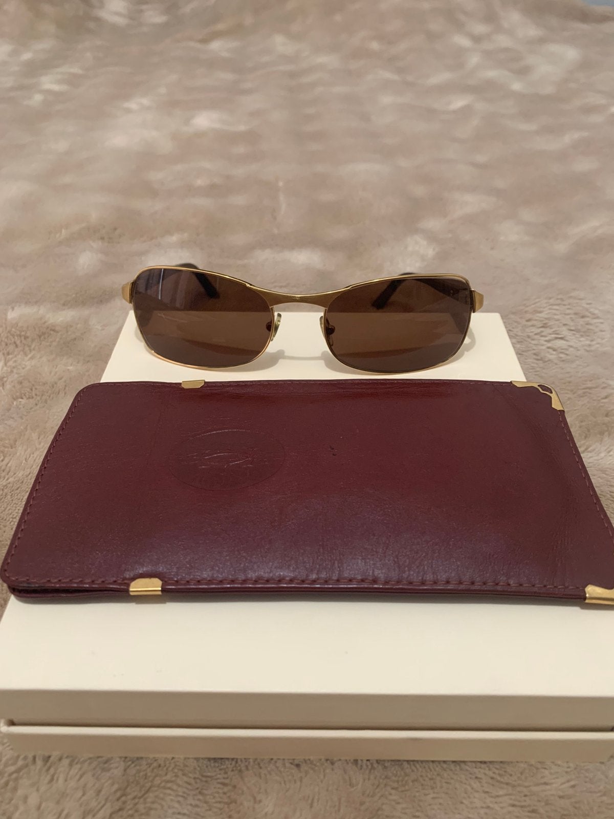 Lunettes de soleil Cartier Santos Vintage (Plaqué Or), Ophalen of Verzenden, Zo goed als nieuw, Zonnebril, Overige merken