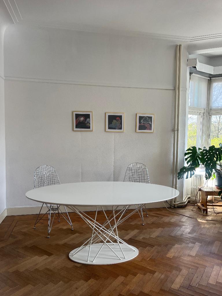 Tafel ovaal wit Habitat, Huis en Inrichting, Tafels | Eettafels, Ophalen, Kunststof, Gebruikt, 50 tot 100 cm