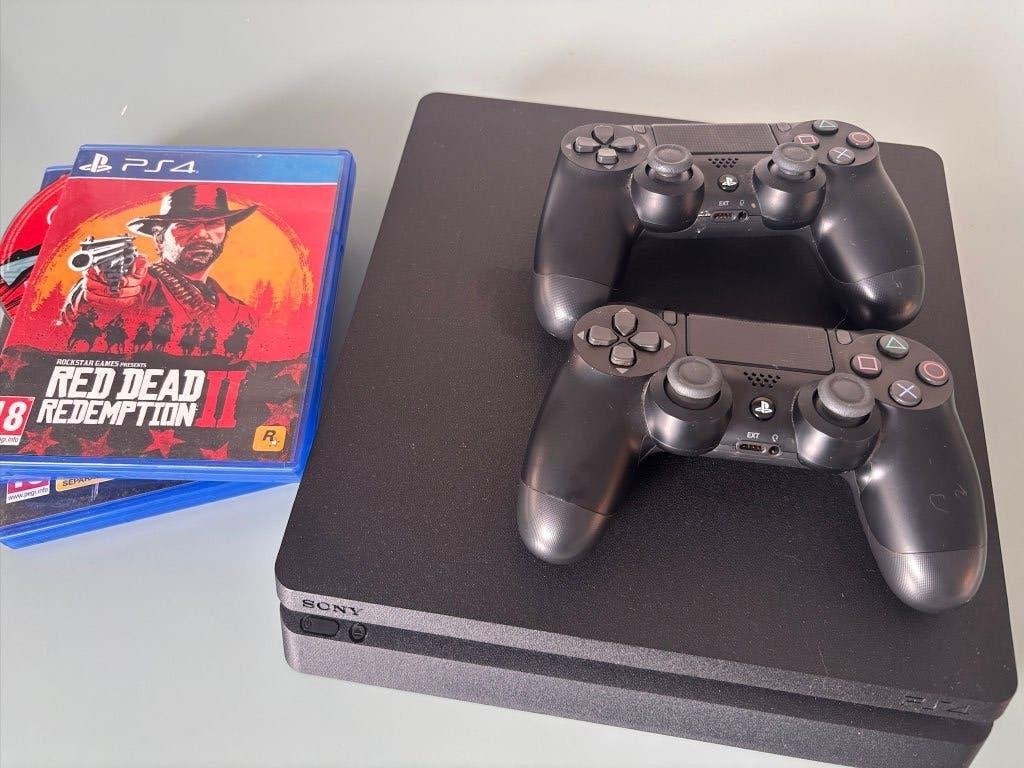 Playstation 4 Slim 500gb -  PS4 + 2 controllers + Games, Ophalen, Met 2 controllers, Slim, 500 GB
