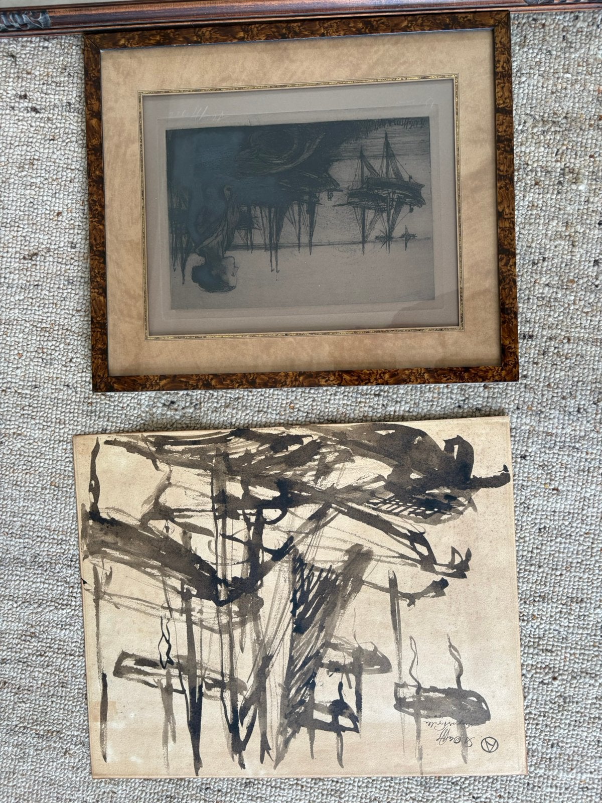 Lot van 3 kunstwerken van august oleffe (1867-1931) -, Antiek en Kunst, Kunst | Tekeningen en Fotografie, Ophalen