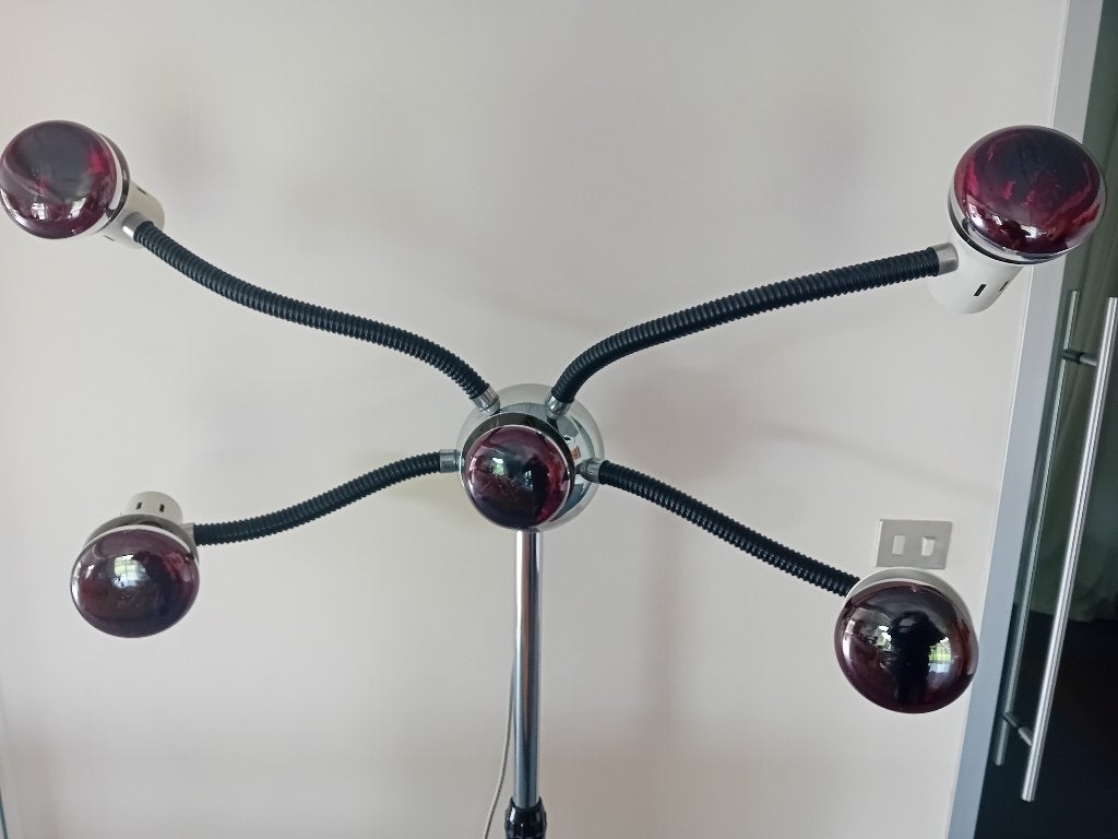 Retro 70s staande vloer lamp chrome, Ophalen, E27 (groot), 150 tot 200 cm, Retro