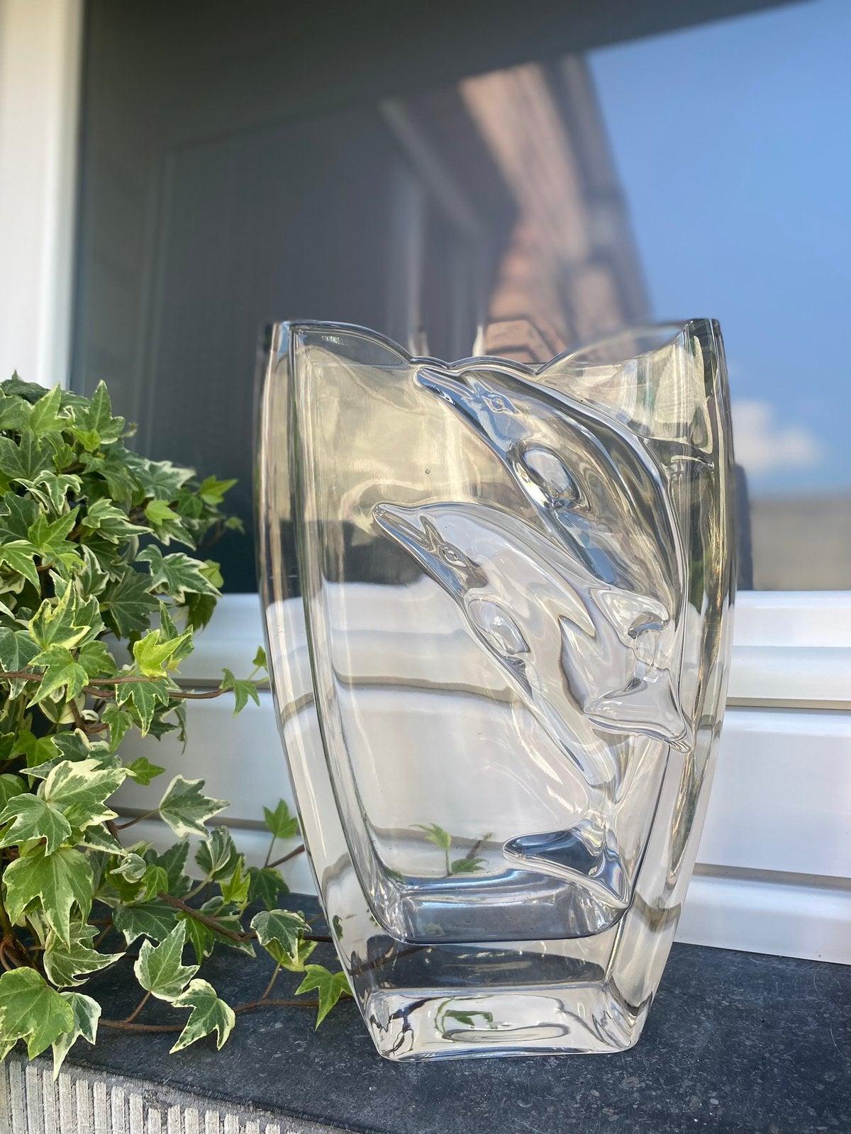 Vase cristal Dauphin, Transparent, Comme neuf, Verre, Enlèvement