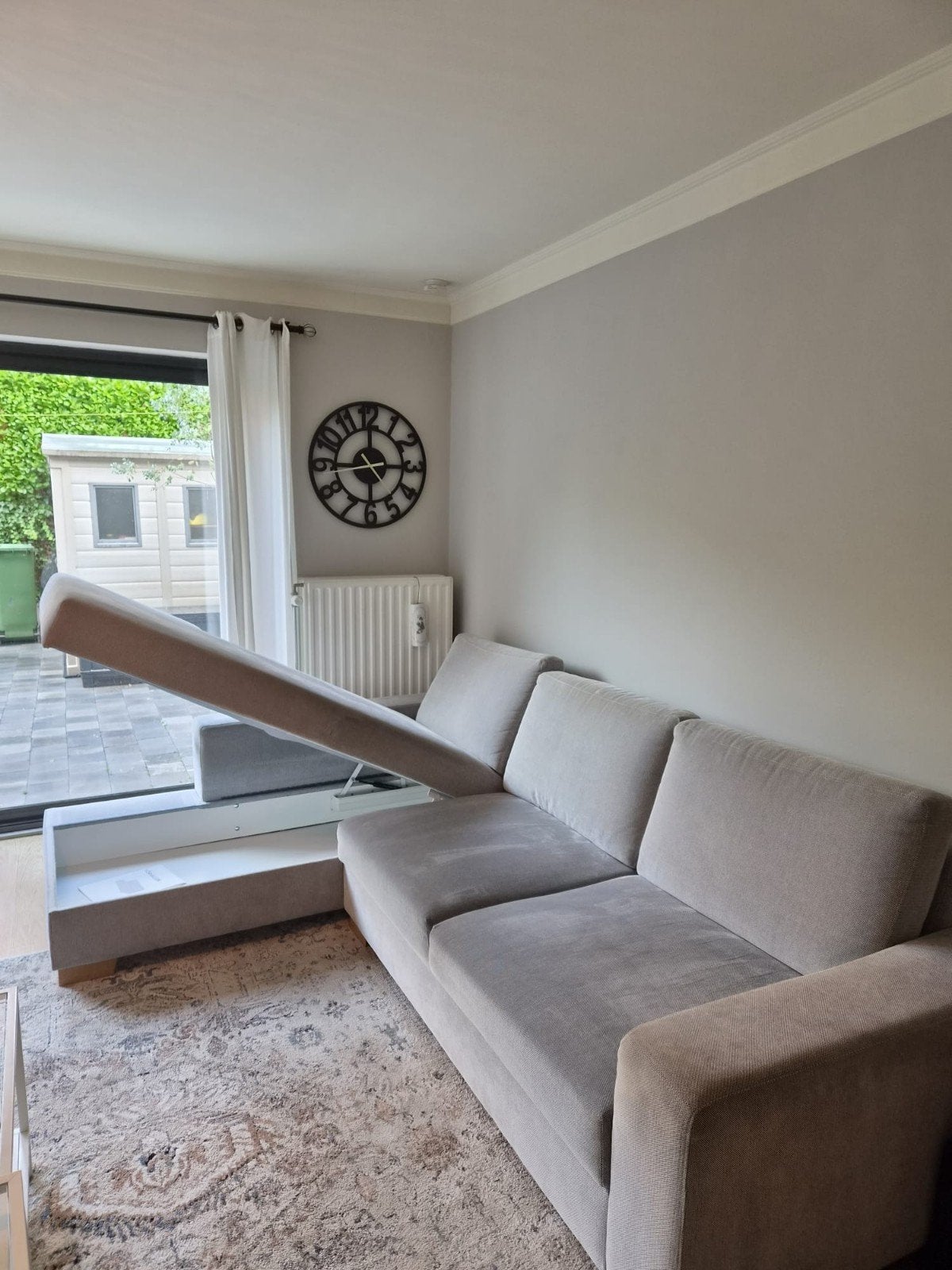 hoeksalon 3 zit met chaise longue, Enlèvement, Comme neuf, Tissus