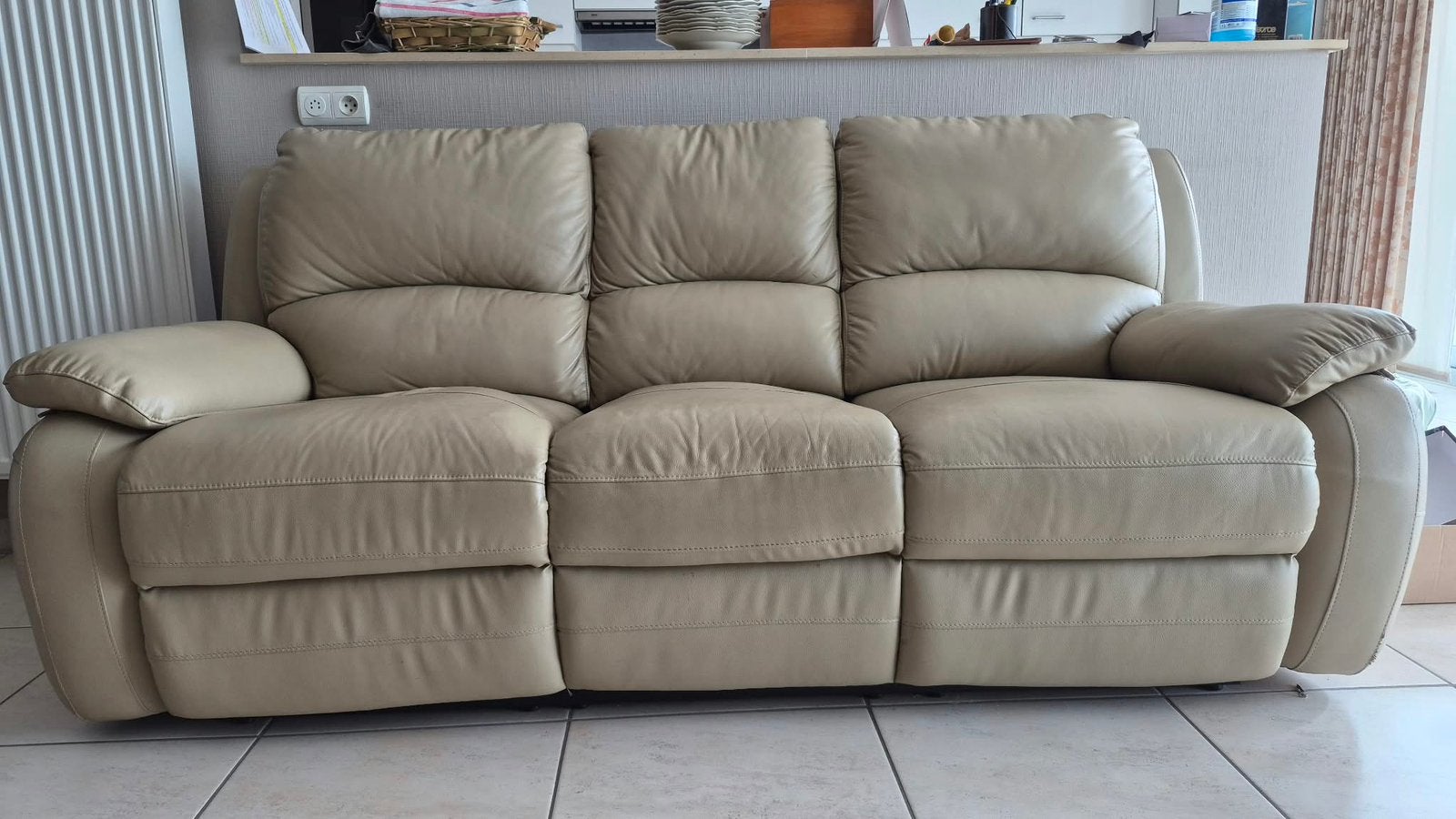 Relaxzetel, Ophalen, Gebruikt, Driepersoons, Leer