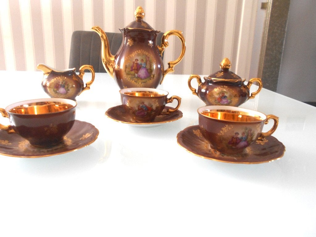 ancien service à moka romantique avec dorures Bavaria, Enlèvement