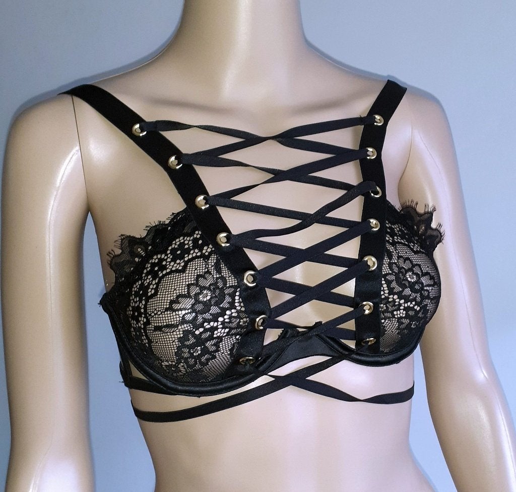 Niet voorgevormde Bh Hunkemoller zwart corset Zeyna 70C, Ophalen of Verzenden, Zwart, BH