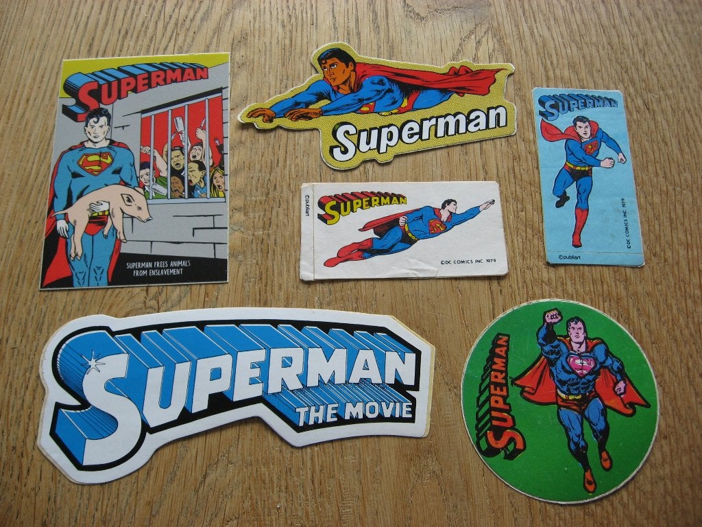 Allerlei Vintage Stickers Superman, Verzamelen, Ophalen of Verzenden, Superheld, Nieuw, Plaatje, Poster of Sticker