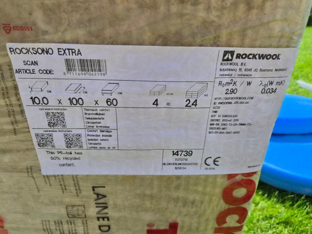 Rockwool Rocksono Extra 1000x600x100 mm Rd 2,90, Doe-het-zelf en Bouw, Ophalen