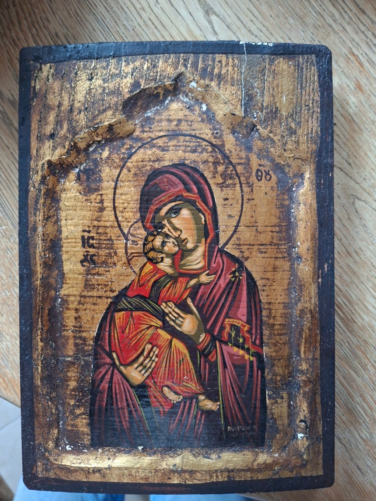 Handgeschilderd authentiek Grieks-Byzantijns icoon, Antiquités & Art, Antiquités | Objets religieux, Enlèvement