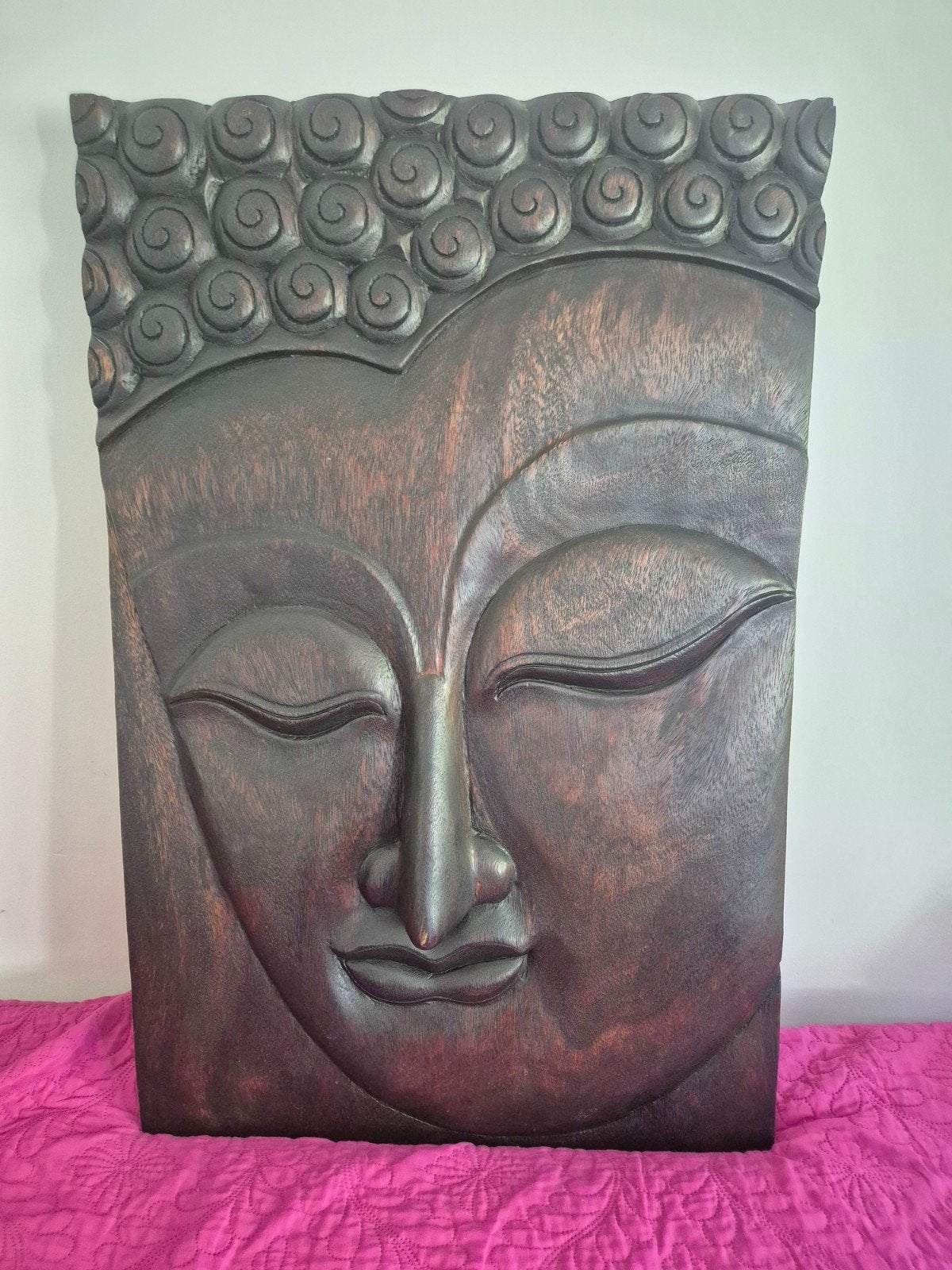 Superbe panneau mural Bouddha en bois massif (50x76 cm) – Fa, Enlèvement, Bois, Objet de décoration