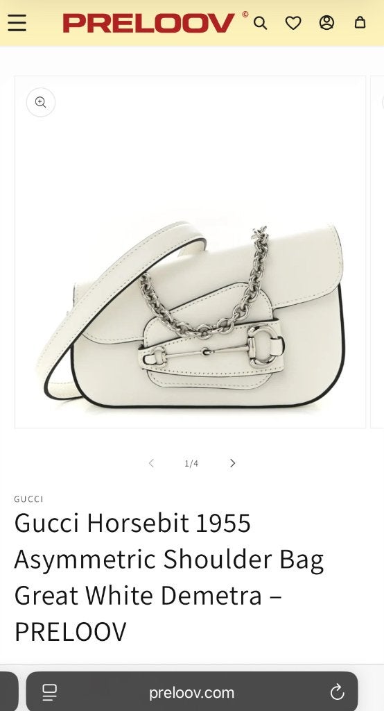 Gucci Horsebit 1955 Asymmetric Shoulder Bag White Demetra, Handtassen en Accessoires, Tassen | Damestassen, Ophalen of Verzenden