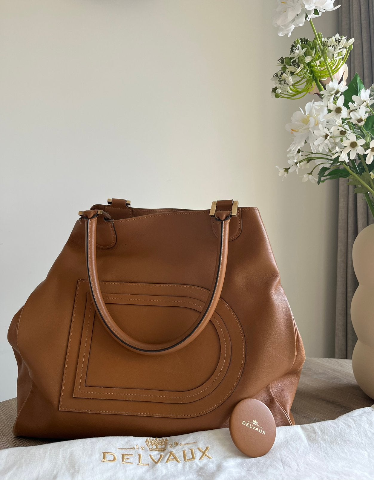 Delvaux louise tote, Enlèvement ou Envoi, Comme neuf, Brun, Sac à main