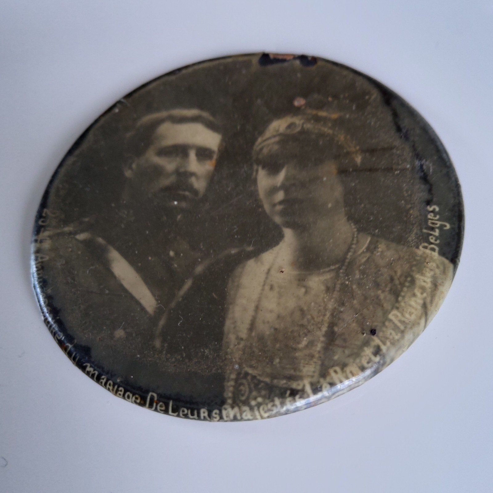 Herdenkingsbadge 1925:  25- jarig huwelijk koning Albert, Enlèvement ou Envoi, Utilisé, Pin ou (petite) Cuillère