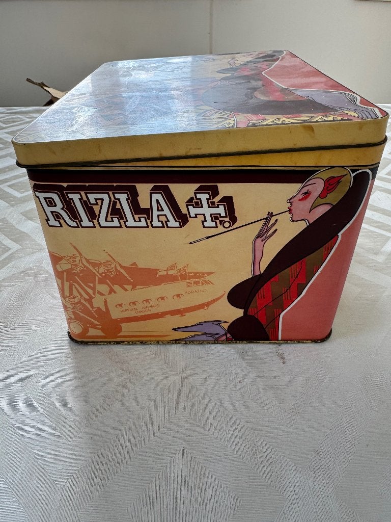 Vintage Rizla+ metalen opbergdoos / reclameblik – Art Deco, Verzamelen, Ophalen, Zo goed als nieuw, Tabaksdoos of Verpakking