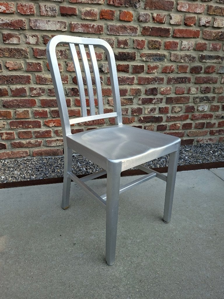Chaise de patio de style 1944 bleu marine (aluminium brossé), Jardin & Terrasse, Enlèvement, Comme neuf, Aluminium