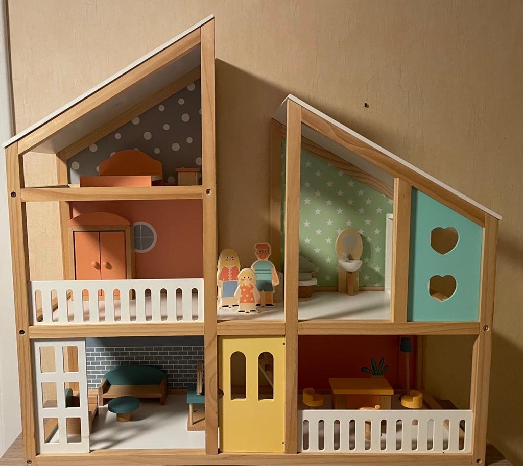 Houten poppenhuis, Kinderen en Baby's, Speelgoed | Poppenhuizen, Ophalen, Zo goed als nieuw