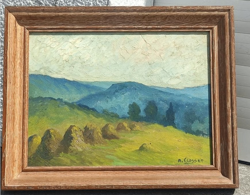 huile sur panneau paysage ardenais signe robert closset, Antiquités & Art, Enlèvement ou Envoi, Paysage, Panneau