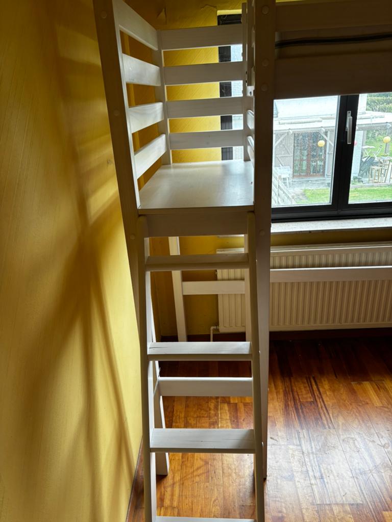 Lit mezzanine en pin blanc (matelas non comptis), Maison & Meubles, Une personne, 180 à 200 cm, Enlèvement, Utilisé